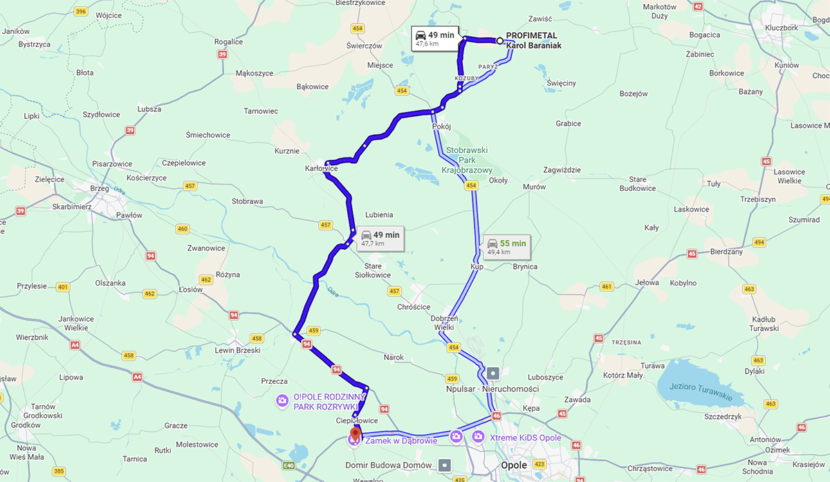 Trasa Dąbrowa - Lubnów